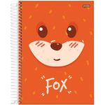 Caderno Capa Dura 10 Matérias Animais Fofos Jandaia 160 Folhas - Pinguim Raposa Urso Cachorro