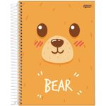 Caderno Capa Dura 10 Matérias Animais Fofos Jandaia 160 Folhas - Pinguim Raposa Urso Cachorro