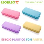 Estojo Plástico Leo&Leo Tom Pastel Retangular com Divisórias