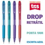 Caneta Retrátil Tris Drop Ponta 1mm - Escrita Azul