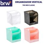 Organizador Multiuso BRW Vertical de Plástico - 3 Compartimentos Largo - Preto, Branco, Rosa e Verde