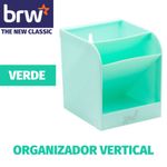 Organizador Multiuso BRW Vertical de Plástico - 3 Compartimentos Largo - Preto, Branco, Rosa e Verde