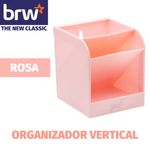 Organizador Multiuso BRW Vertical de Plástico - 3 Compartimentos Largo - Preto, Branco, Rosa e Verde