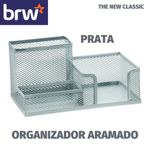 Organizador Aramado BRW - 3 Compartimentos - Preto Prata Rosa