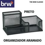 Organizador Aramado BRW - 3 Compartimentos - Preto Prata Rosa