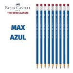 Kit Lápis Faber Castell Max Azul Sextavado com Borracha