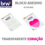 Bloco de Notas Adesivas Transparente Coração BRW - Incolor e Rosa - 20 Folhas - 70x70mm