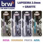 Kit Lapiseira BRW 2.0mm + Grafite Cores Metalizadas - Prata, Dourada, Azul e Rosa
