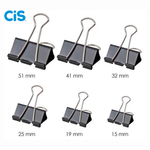 Prendedores de Papel Binder Clips Cis Preto - Tamanhos 15mm, 19mm, 25mm, 32mm, 41mm, 51mm