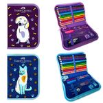 Estojo Faber Castell Pets - Gatinho e Cachorro - Lápis de Cor + Borracha + Apontador + Caneta + Lápis + Régua