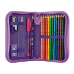 Estojo Faber Castell Pets - Gatinho e Cachorro - Lápis de Cor + Borracha + Apontador + Caneta + Lápis + Régua