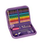 Estojo Faber Castell Pets - Gatinho e Cachorro - Lápis de Cor + Borracha + Apontador + Caneta + Lápis + Régua