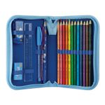 Estojo Faber Castell Pets - Gatinho e Cachorro - Lápis de Cor + Borracha + Apontador + Caneta + Lápis + Régua