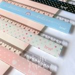 Régua Estampada Fofa BRW 15cm - Coração, Poá, Tom Pastel