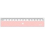 Régua Estampada Fofa BRW 15cm - Coração, Poá, Tom Pastel