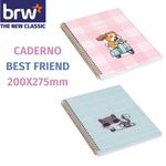 Caderno BRW Capa Dura Pautado Best Friend Pet Gatinho e Cachorrinho - 200x275mm