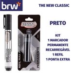 Kit Marcador Permanente BRW + Refil BRW 5,5ml + Ponta Extra