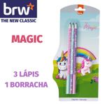 Kit Escolar BRW - Lápis + Borracha - Gatinho - Coração - Rainbow LGBT - Unicórnio - Dinossauro - Tutti Frutti