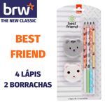 Kit Escolar BRW - Lápis + Borracha - Gatinho - Coração - Rainbow LGBT - Unicórnio - Dinossauro - Tutti Frutti
