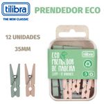 Mini Prendedor Tilibra Eco de Madeira 35mm - Kit com 12 unidades