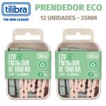 Mini Prendedor Tilibra Eco de Madeira 35mm - Kit com 12 unidades