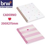 Caderno BRW Capa Dura Pautado Coração S2 - 200x275mm - Folhas Brancas