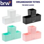 Organizador Plástico BRW Tetris - Preto, Branco, Rosa e Verde Pastel