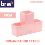 Organizador Plástico BRW Tetris - Preto, Branco, Rosa e Verde Pastel