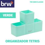 Organizador Plástico BRW Tetris - Preto, Branco, Rosa e Verde Pastel