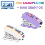 Mini Grampeador Decorado Tilibra + Grampos Be Nice Borboletas Tom Pastel