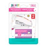 Mini Grampeador Decorado Tilibra + Grampos Be Nice Borboletas Tom Pastel