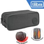 Estojo Duplo Grande Tilibra Academie - Preto, Happy Tom Pastel Dots