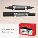 Marcador Permanente Faber Castell Duas Pontas - Ponta Redonda e Chanfrada