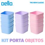 Kit Porta Objetos Dello Tom Pastel Pequeno - Rosa, Lilás e Azul