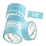 Kit 6 Washi Tape Fita Adesiva BRW Tom Pastel Estampada