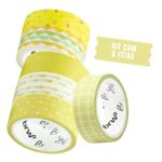 Kit 6 Washi Tape Fita Adesiva BRW Tom Pastel Estampada