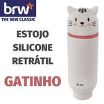Estojo Estampado de Silicone BRW Retrátil Fofo em Formato de Panda ou Gatinho