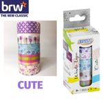 Kit 5 Fita Washi Tape BRW 15mm x 5 Metros