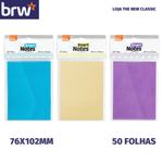 Bloco Notas Adesivas BRW 76mmx102mm - 50 Folhas - para Lembrete e Recado