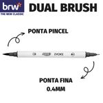 Caneta Dual Brush BRW Ponta Dupla Preta