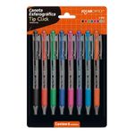 Kit Caneta Jocar Office Tip Click Ponta Fina 0.7mm Coloridas - Estojo com 8 ou 4 Canetas