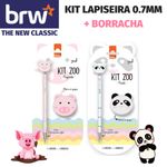 Kit Lapiseira + Borracha Fofa BRW Zoo 0.7mm - Panda e Porquinho