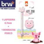 Kit Lapiseira + Borracha Fofa BRW Zoo 0.7mm - Panda e Porquinho