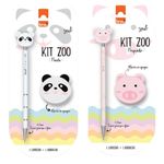 Kit Lapiseira + Borracha Fofa BRW Zoo 0.7mm - Panda e Porquinho