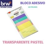 Bloco Notas Adesivas Transparente BRW - Tom Pastel e Neon (40 Folhas)