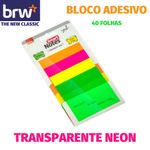 Bloco Notas Adesivas Transparente BRW - Tom Pastel e Neon (40 Folhas)