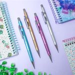 Kit Lapiseira 0.7mm + Grafite BRW - Cores Metalizadas Tom Pastel - Prata, Dourada, Azul e Rosa
