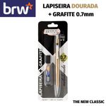 Kit Lapiseira 0.7mm + Grafite BRW - Cores Metalizadas Tom Pastel - Prata, Dourada, Azul e Rosa