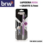 Kit Lapiseira 0.7mm + Grafite BRW - Cores Metalizadas Tom Pastel - Prata, Dourada, Azul e Rosa