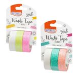 Kit Fita Adesiva Washi Tape BRW Glossy - Tom Pastel com Glitter - 3 unidades
